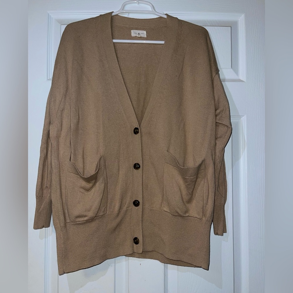 Lou & Grey Tan Oversized Knit Cardigan